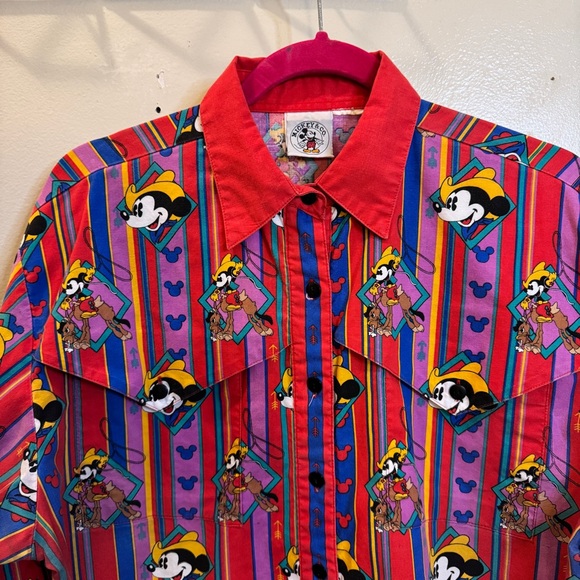 Vintage Disney Cowboy Mickey Mouse Cowboy Button Up - Small - Picture 2 of 3